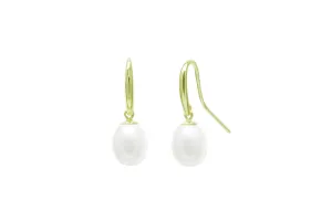 9ct Yellow or White Gold Cultured White River Pearls Drop Earrings