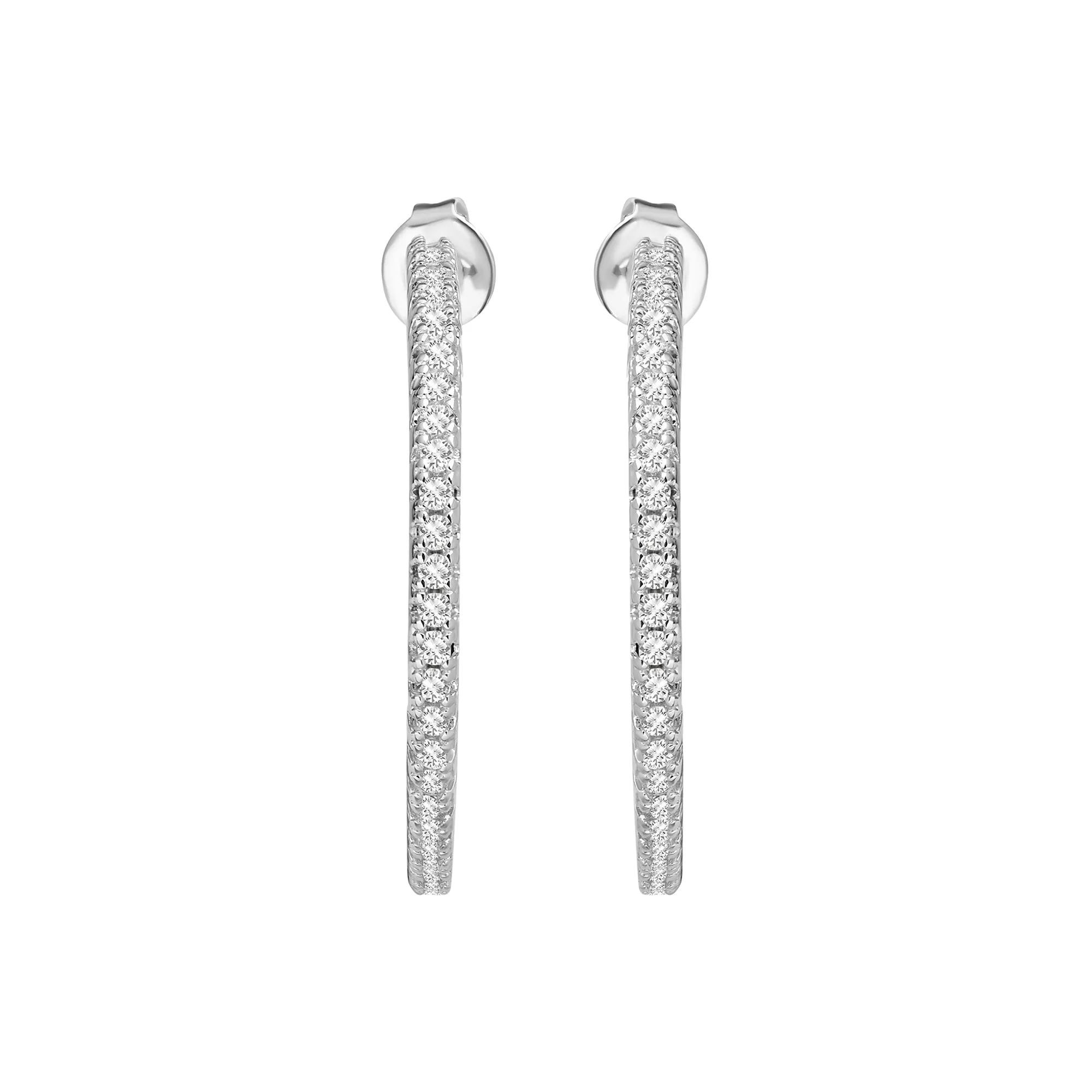 Accessorize London Women's Sterling Silver-Plated Cubic Zirconia Sparkle Hoops Earrings