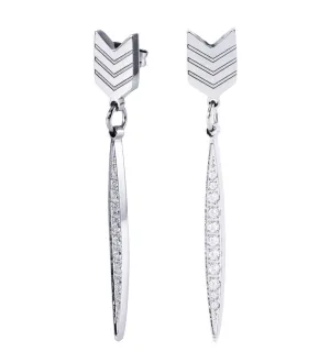 Addison 18k White Gold Plated Arrow Drop Dangle Earrings with Simulated Diamond Crystals