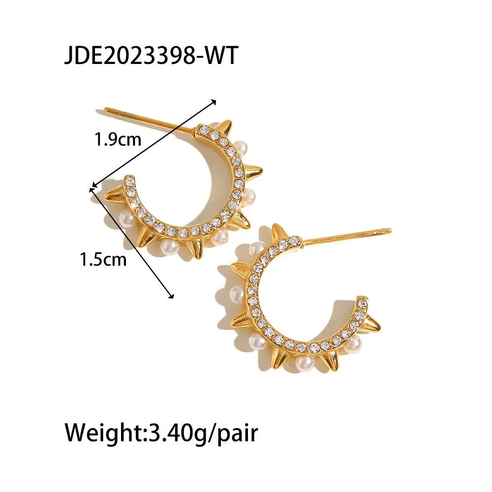 Adrenaline Spike|Gold and Pearl Hoop Earrings