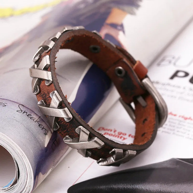 Alloy X Mark Leather Bracelet