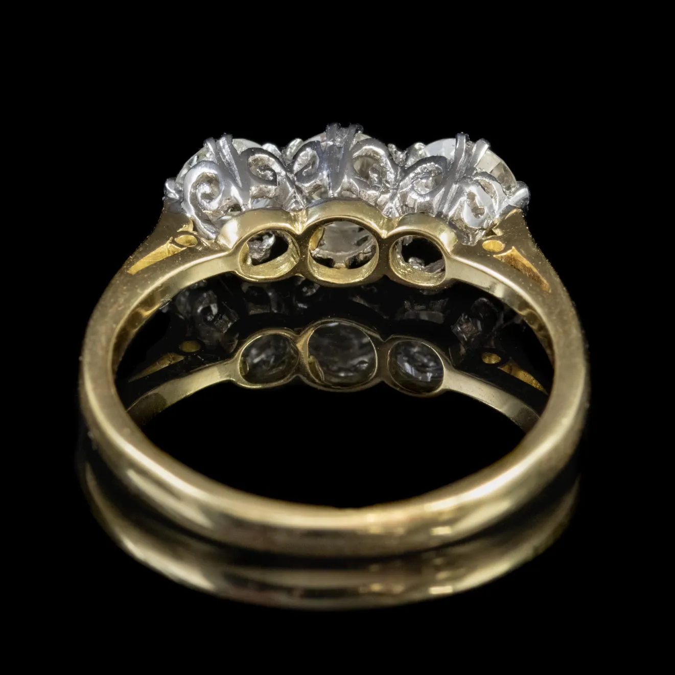 Antique Edwardian 18Ct Gold Platinum Diamond Trilogy Ring Circa 1905