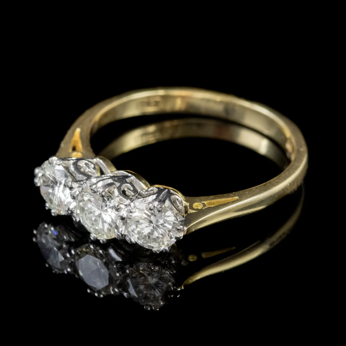 Antique Edwardian 18Ct Gold Platinum Diamond Trilogy Ring Circa 1905