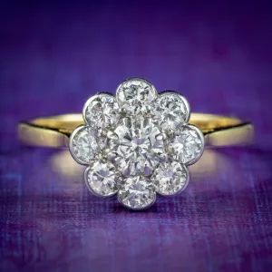 Antique Edwardian Diamond Daisy Ring 1.20ct Of Diamond Circa 1910