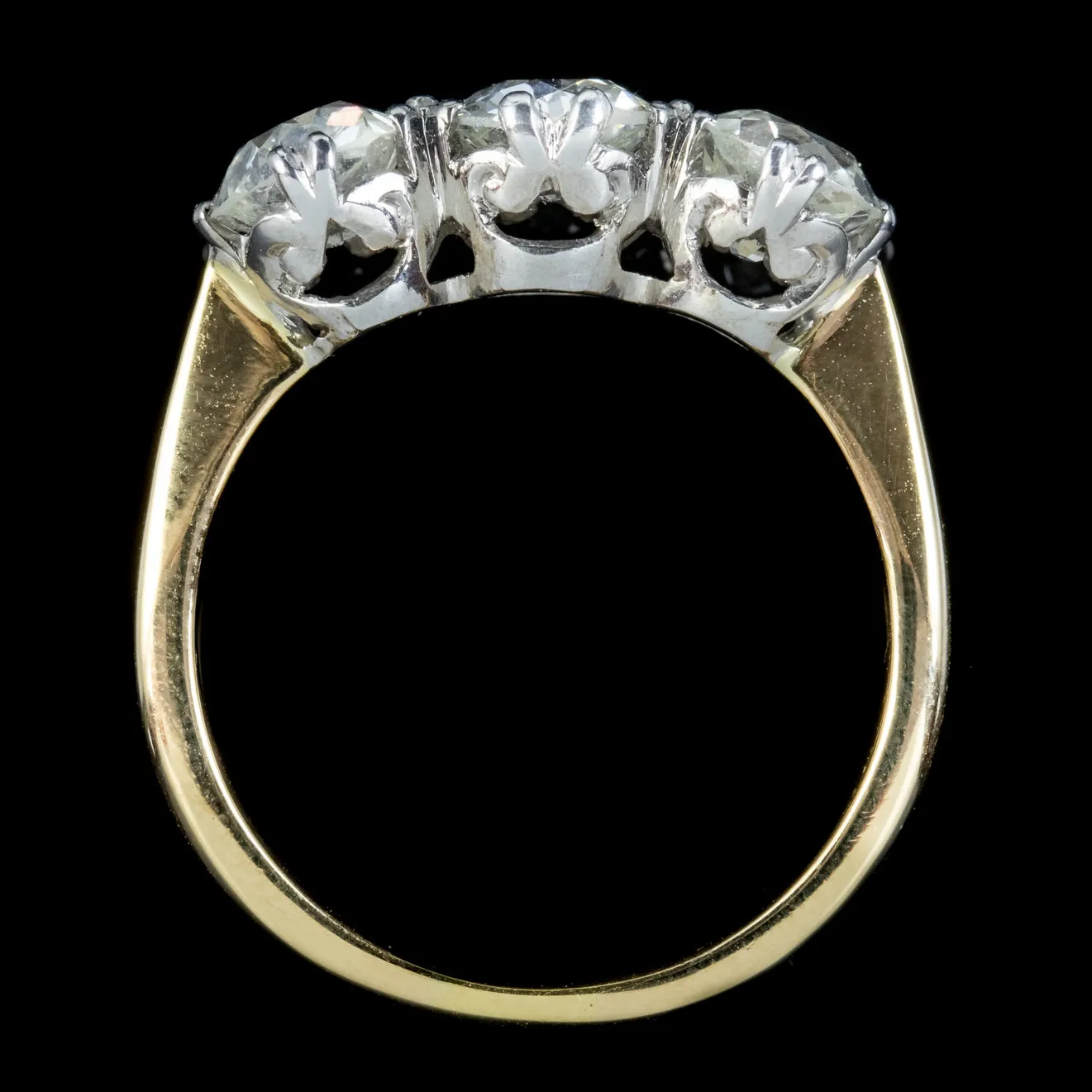 Antique Edwardian Diamond Trilogy Ring 18ct Gold Platinum 2.30ct Of Diamond Circa 1905