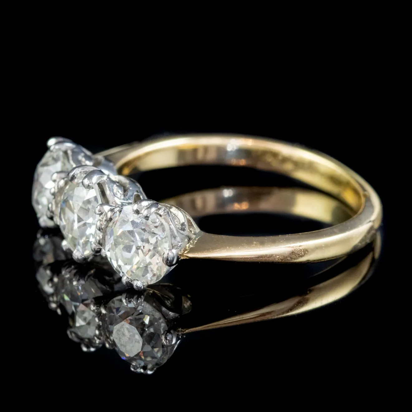 Antique Edwardian Diamond Trilogy Ring 18ct Gold Platinum 2.30ct Of Diamond Circa 1905