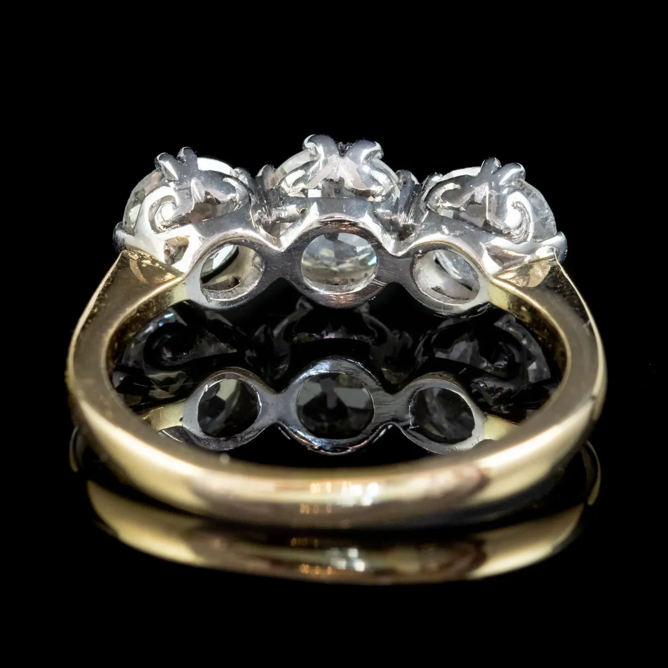 Antique Edwardian Diamond Trilogy Ring 18ct Gold Platinum 2.30ct Of Diamond Circa 1905