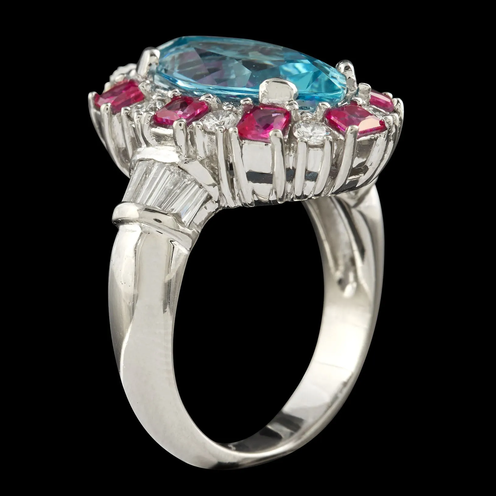 Aquamarine & Diamond Ruby Ring