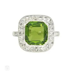 Art Deco diamond and peridot ring