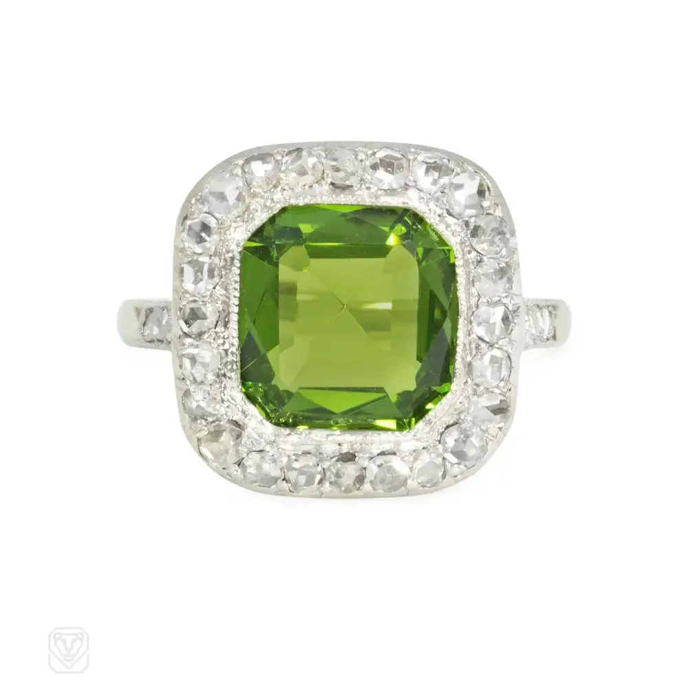 Art Deco diamond and peridot ring