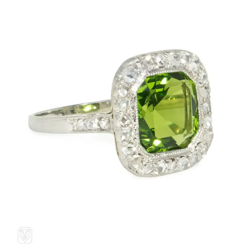 Art Deco diamond and peridot ring