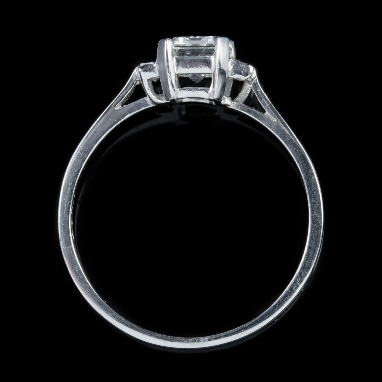 Art Deco Emerald Cut Diamond Trilogy Ring Platinum Circa 1920 Cert