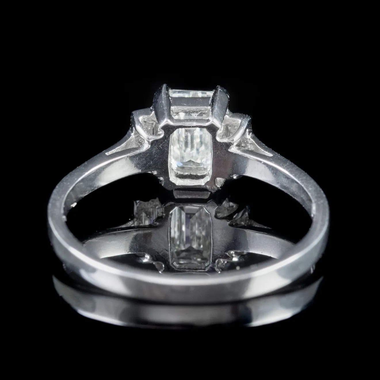 Art Deco Emerald Cut Diamond Trilogy Ring Platinum Circa 1920 Cert