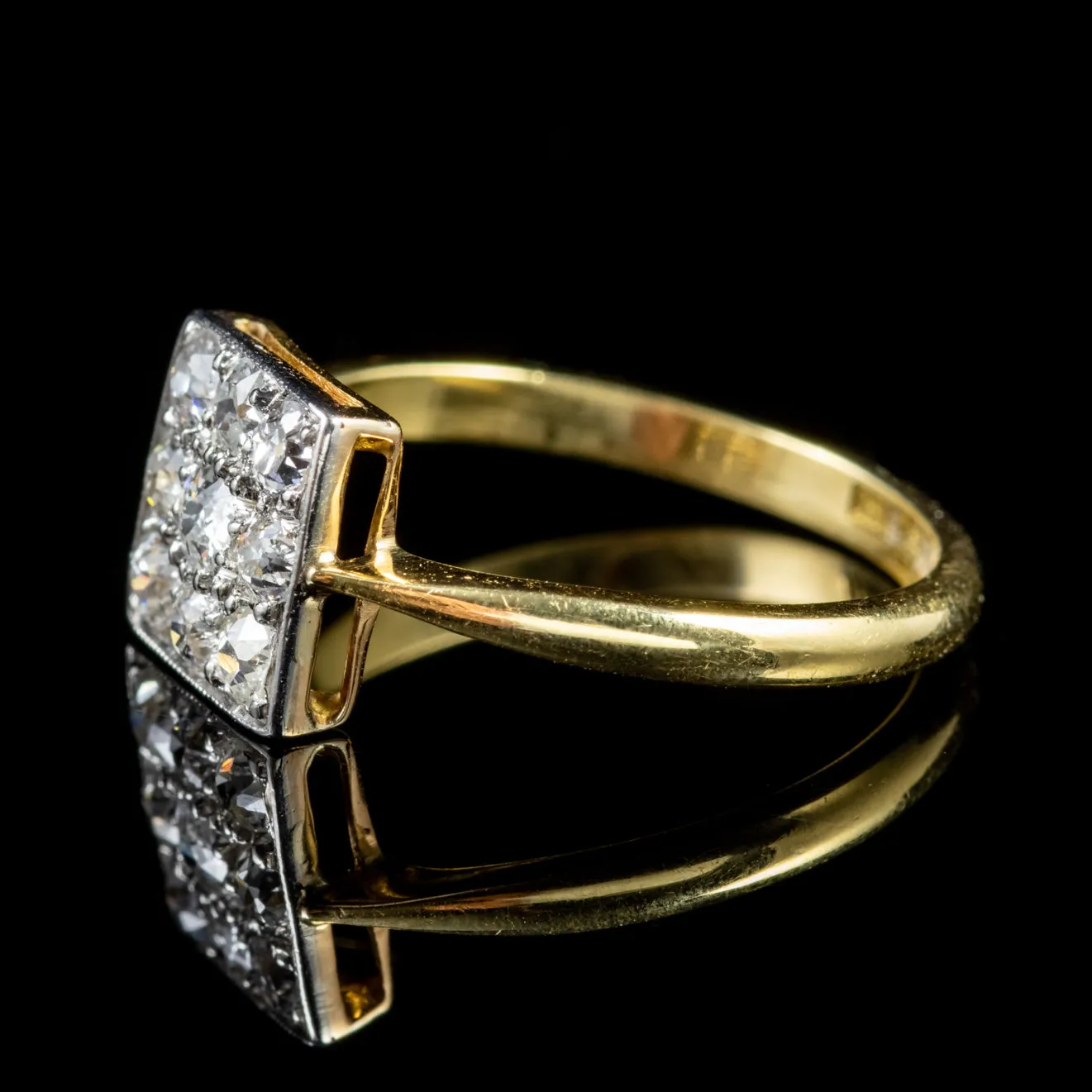 Art Deco Old Cut Diamond Cluster Ring 18Ct Gold Platinum Circa 1920