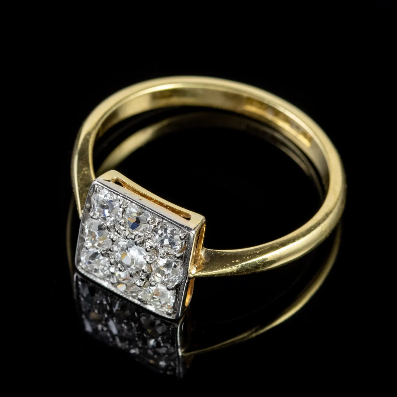 Art Deco Old Cut Diamond Cluster Ring 18Ct Gold Platinum Circa 1920