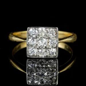 Art Deco Old Cut Diamond Cluster Ring 18Ct Gold Platinum Circa 1920