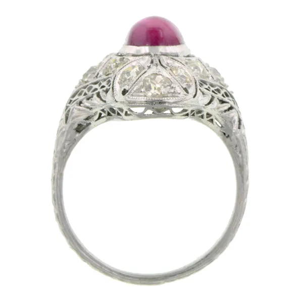 Art Deco Ruby & Diamond Dinner Ring