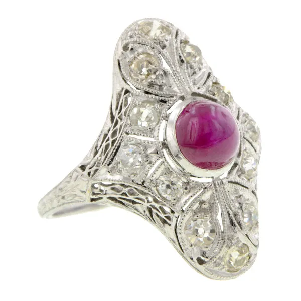 Art Deco Ruby & Diamond Dinner Ring