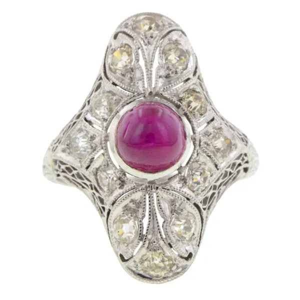 Art Deco Ruby & Diamond Dinner Ring