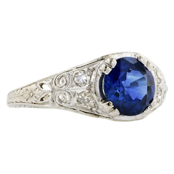 Art Deco Sapphire and Diamond Ring, 1.66ct