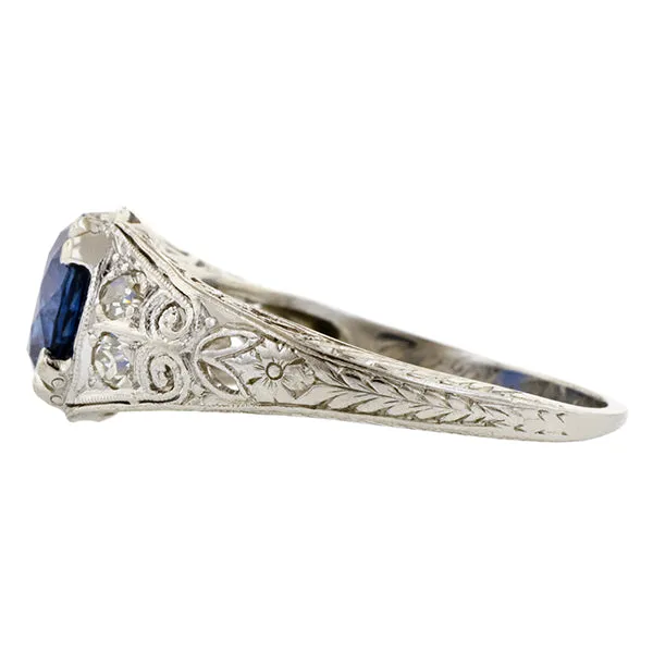 Art Deco Sapphire and Diamond Ring, 1.66ct