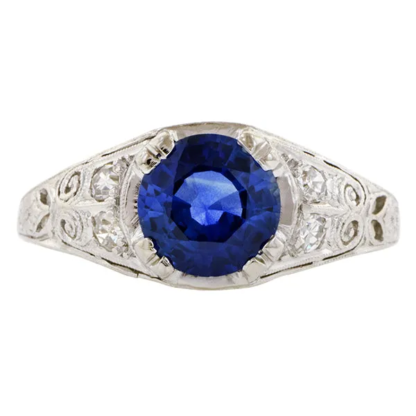 Art Deco Sapphire and Diamond Ring, 1.66ct