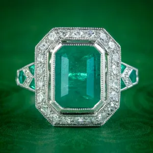 Art Deco Style Emerald Diamond Ring 2.25ct Of Emerald