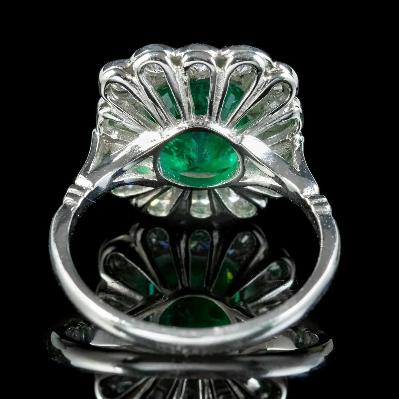 Art Deco Style Emerald Diamond Ring 2.55ct Emerald