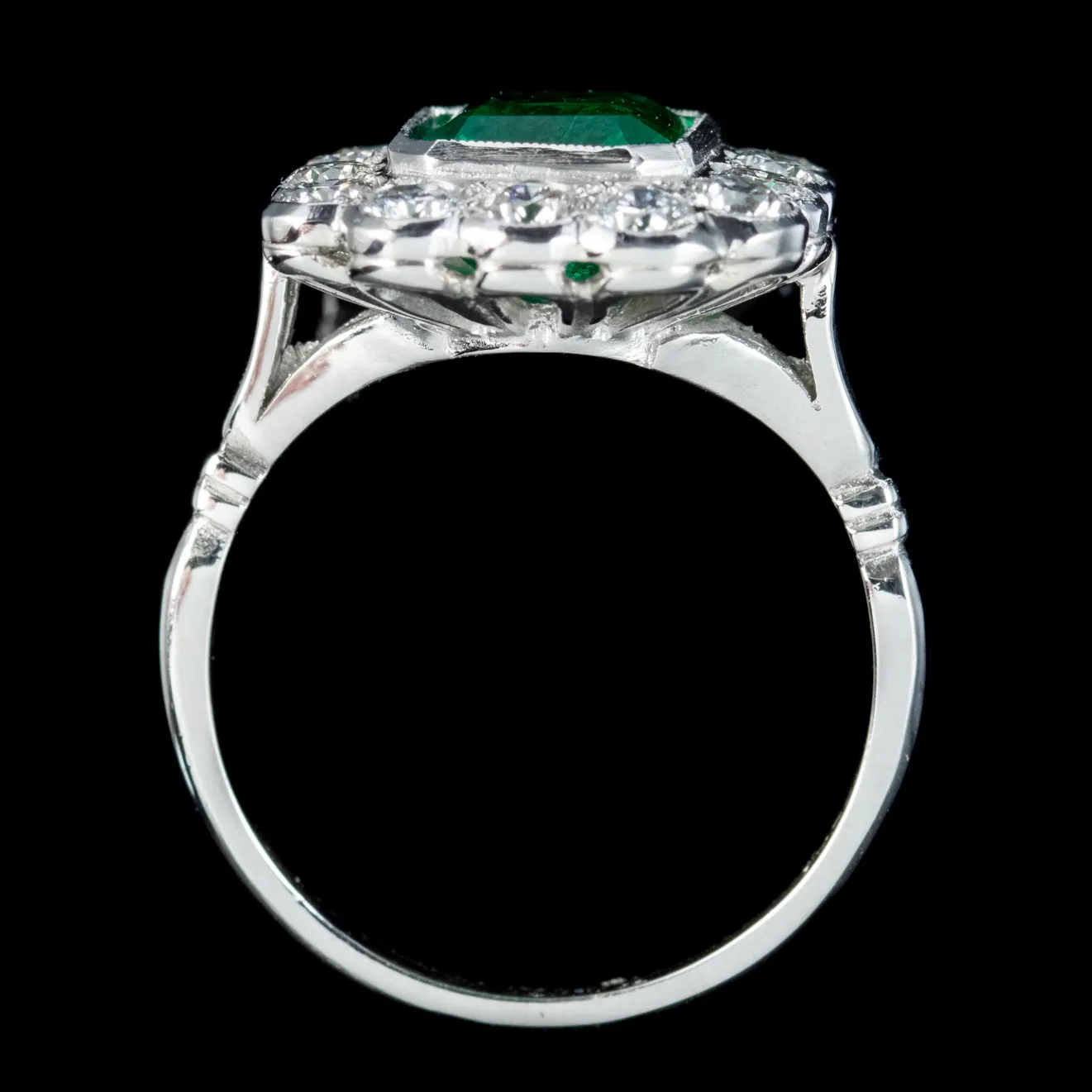 Art Deco Style Emerald Diamond Ring 2.55ct Emerald