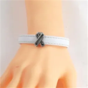 Awareness White Leather Bracelet