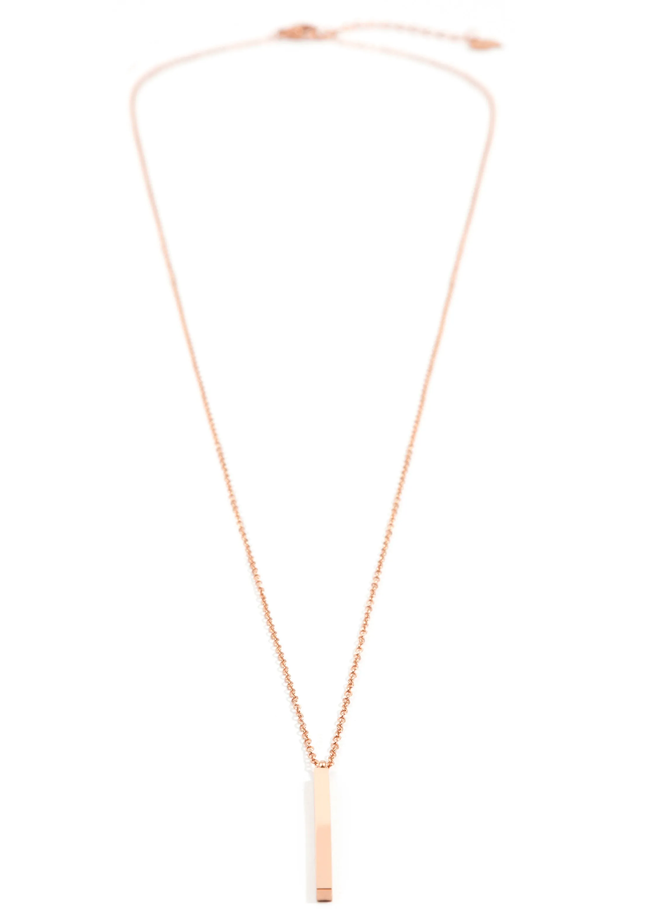 Bar Pendant Long Necklace Rose Gold