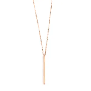 Bar Pendant Long Necklace Rose Gold