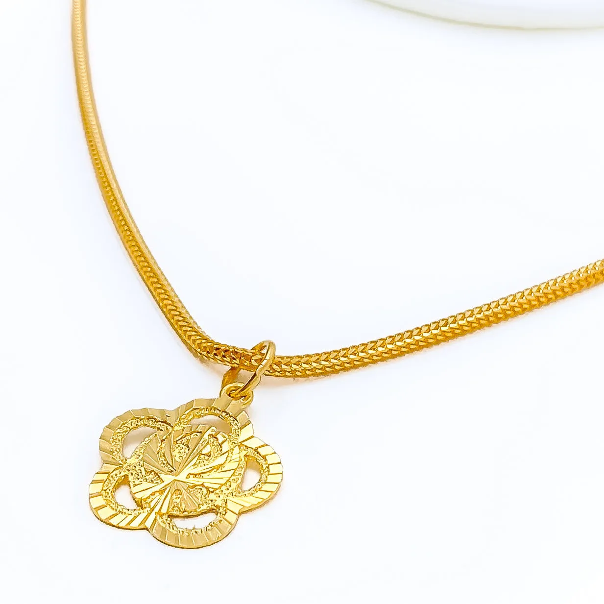 Beautiful Floral 22k Gold Khanda Pendant