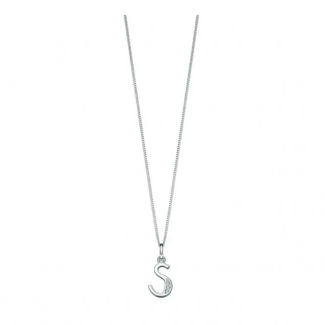 Beginnings Sterling Silver Art Deco Initial S Cubic Zirconia Pendant P4741C