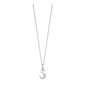 Beginnings Sterling Silver Art Deco Initial S Cubic Zirconia Pendant P4741C