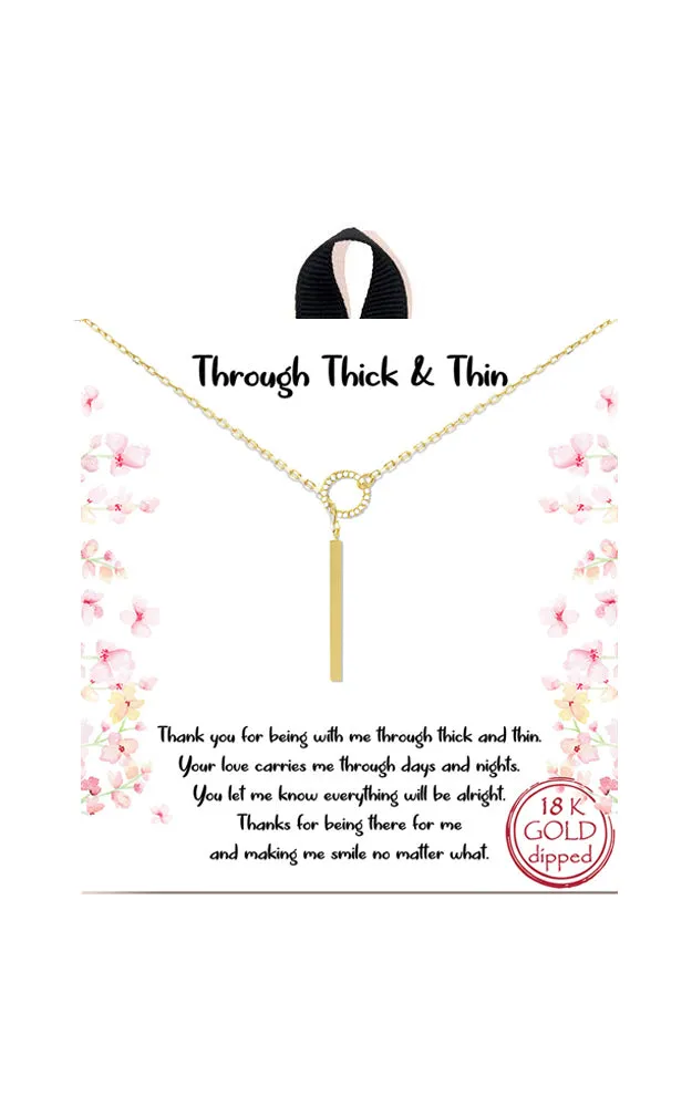 BJNA643GD Gold "Thick & Thin" Linear Bar Toggle lariat Necklace