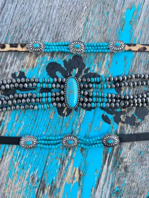 Black & Turquoise Thin Choker