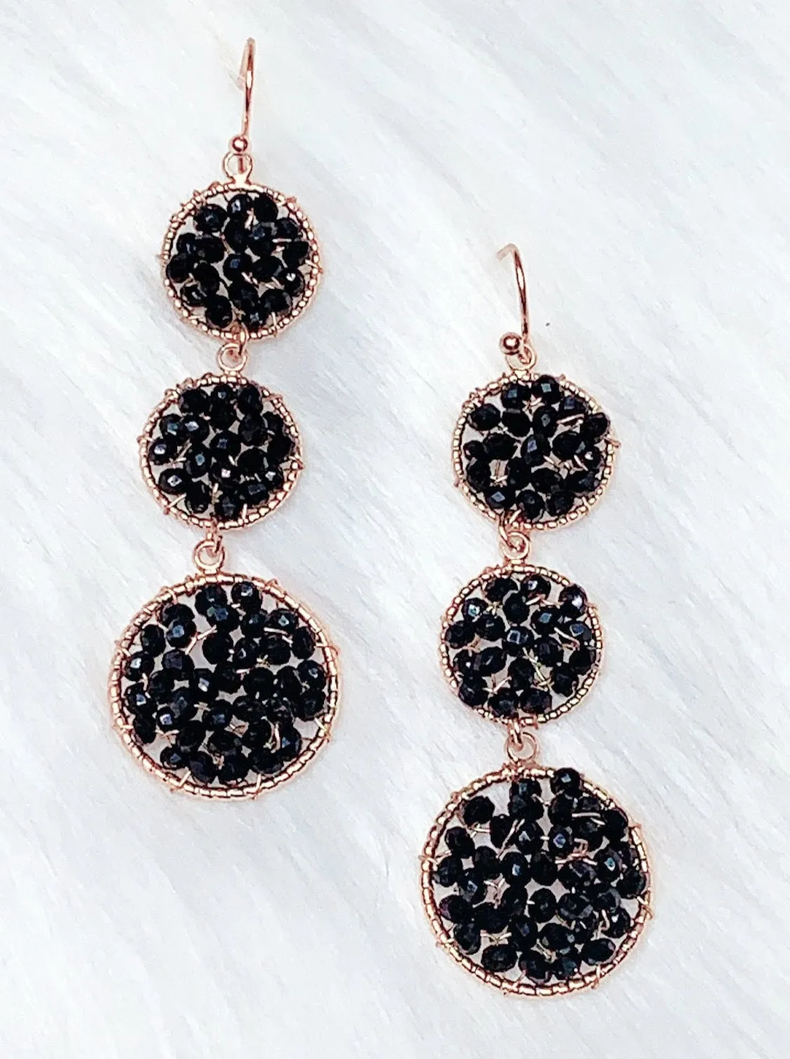 Black Beaded Earrings