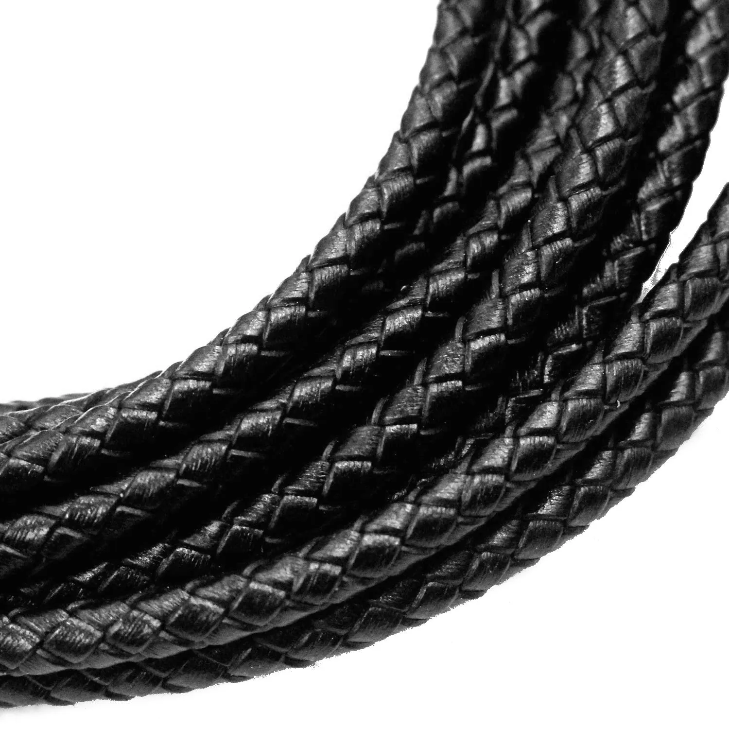 Black Braided Leather Bolo Cord (3mm, by the roll)