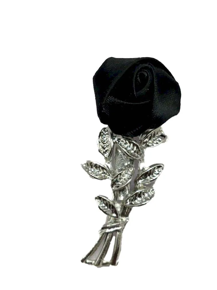 Black Flower Rose Designer Brooch