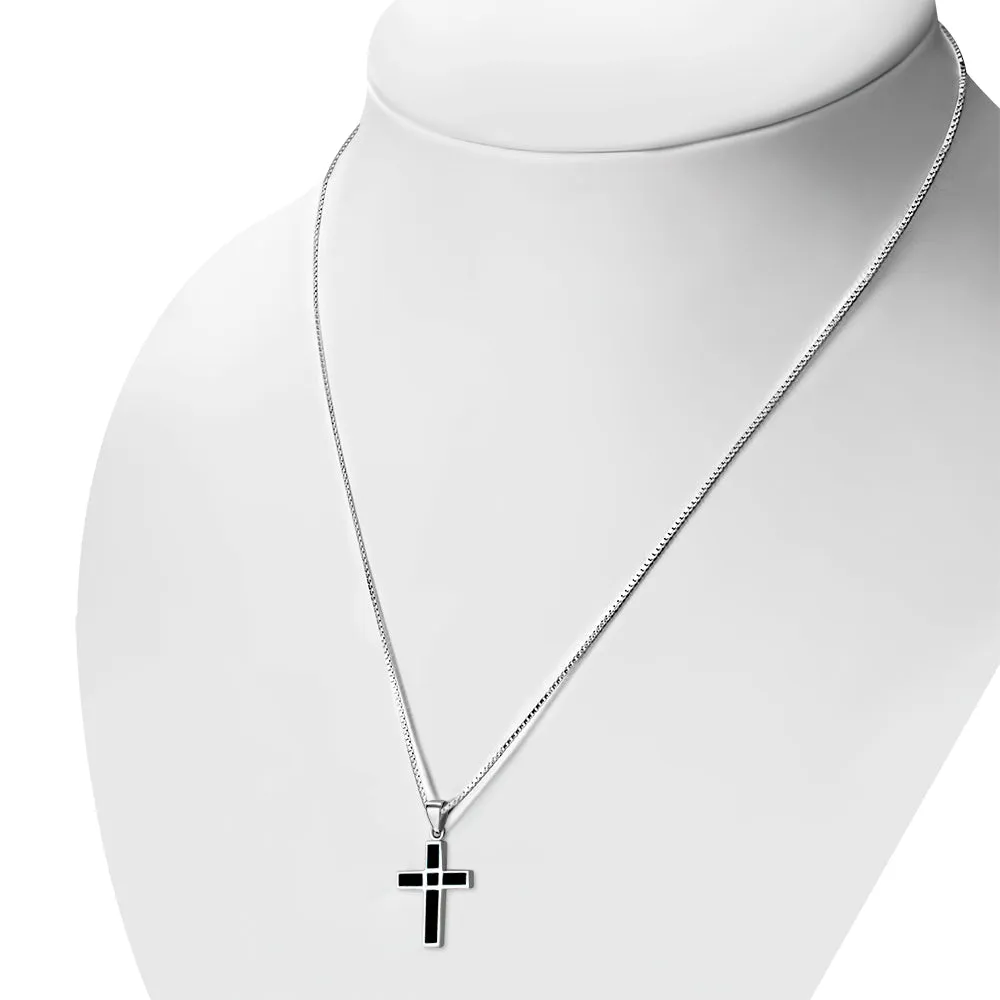 Black Onyx Cross Sterling Silver Pendant