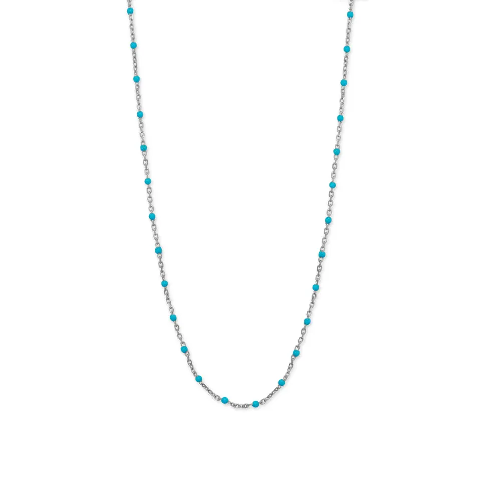 Blue Enamel Satellite Chain - Sterling Silver