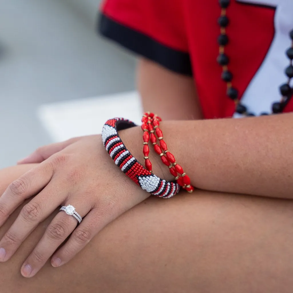 Bracelet -  Red Seed Bead Bangle