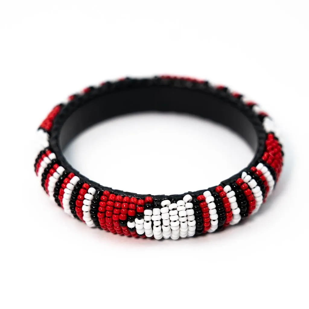 Bracelet -  Red Seed Bead Bangle