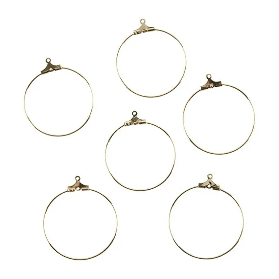 Brass Pendants - Hoops 18k Gold Plated - Pkg/6