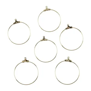 Brass Pendants - Hoops 18k Gold Plated - Pkg/6