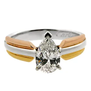 Cartier Trinity Pear Diamond Engagement Gold Ring