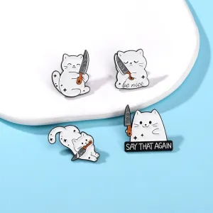 Cartoon Style Cute Sweet Pin Letter Cat Alloy Enamel Unisex Brooches