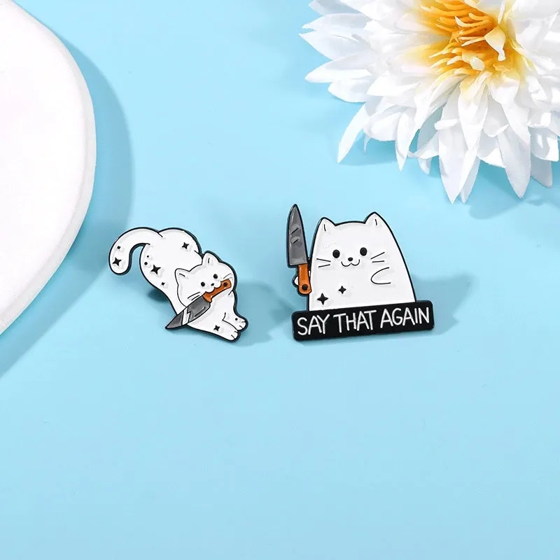 Cartoon Style Cute Sweet Pin Letter Cat Alloy Enamel Unisex Brooches