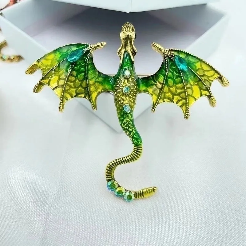 Cartoon Style Pin Dragon Alloy Enamel Inlay Rhinestones Unisex Brooches